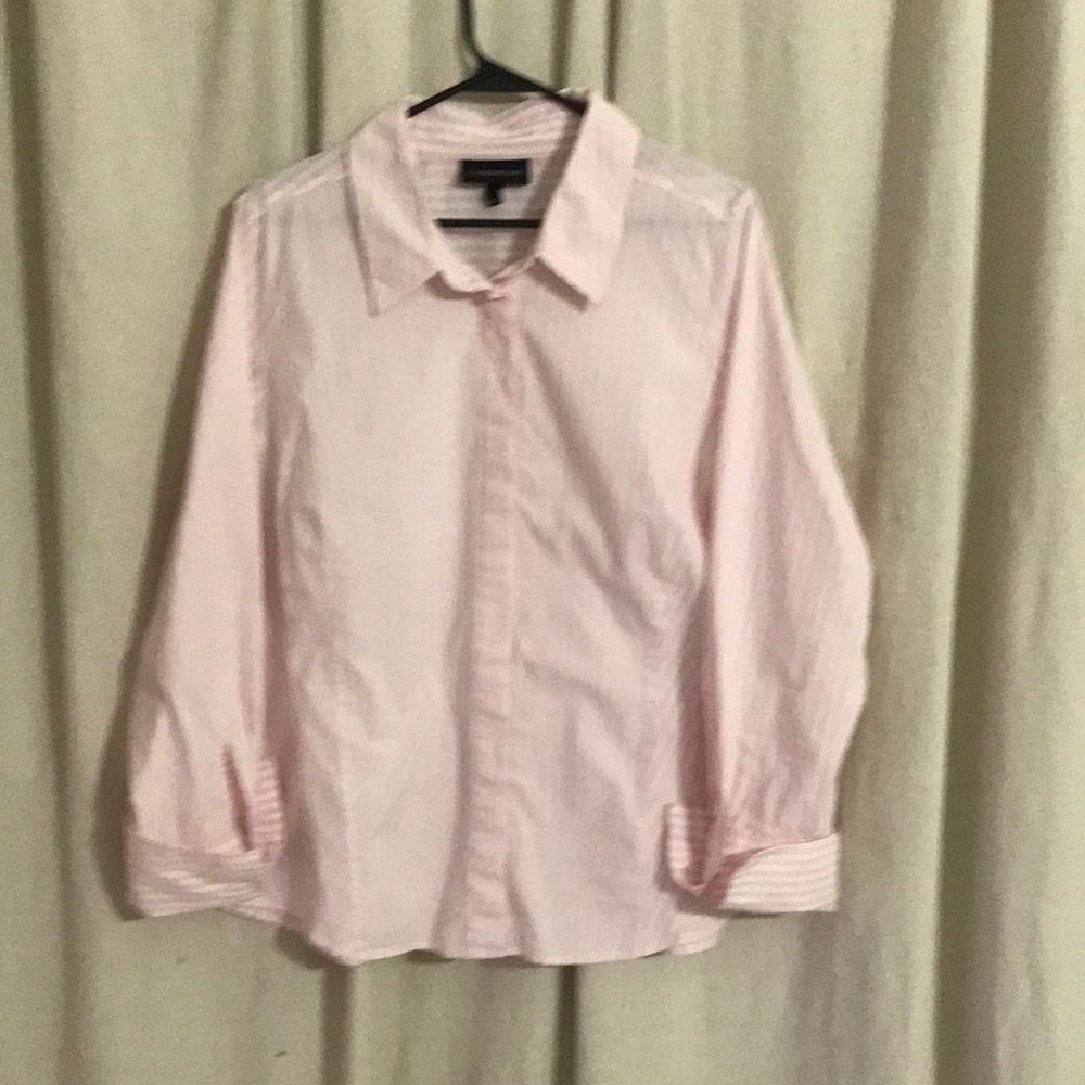 Pink striped button down shirt